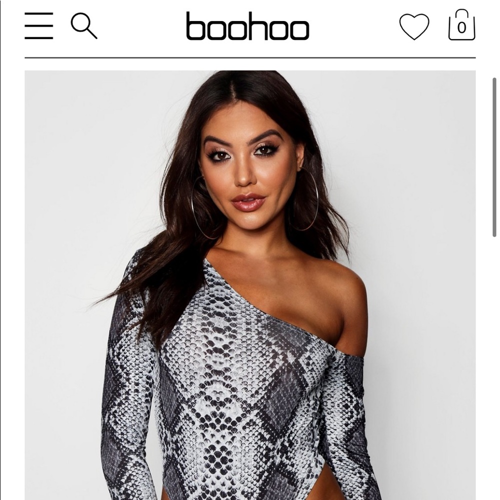 BOOHOO Snake Print Bodysuit